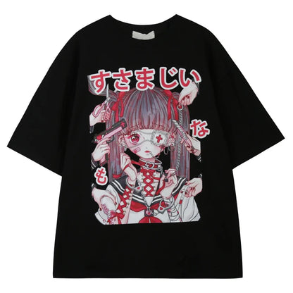 Summer Gothic Clothing Sexy Female Loose Women T-shirt Punk Dark Grunge Streetwear Ladies Top Gothic Tshirts Harajuku Clothes