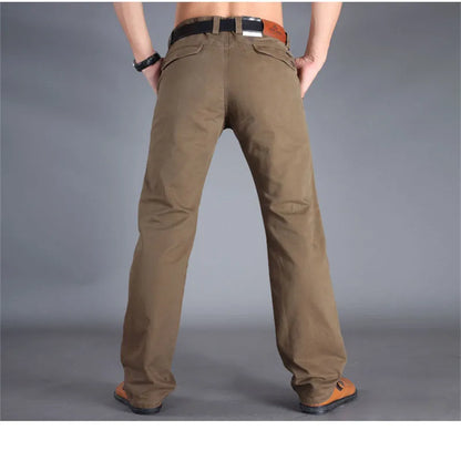 Spring Men Casual Pants Cotton Straight Mens Pants Black Army Khaki Man Trousers Plus Size 40 42 2019 Spring