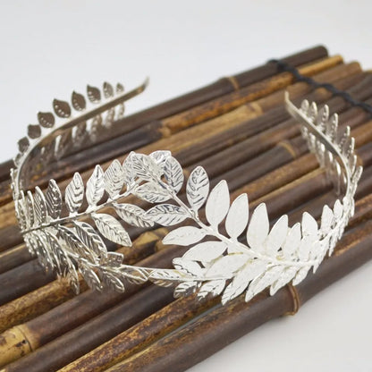 Baroque Golden Metal Leaf Headband Headpiece Crown Tiara Headdress Roman Goddess Greek Hair Jewelry Bride Wedding Accessories