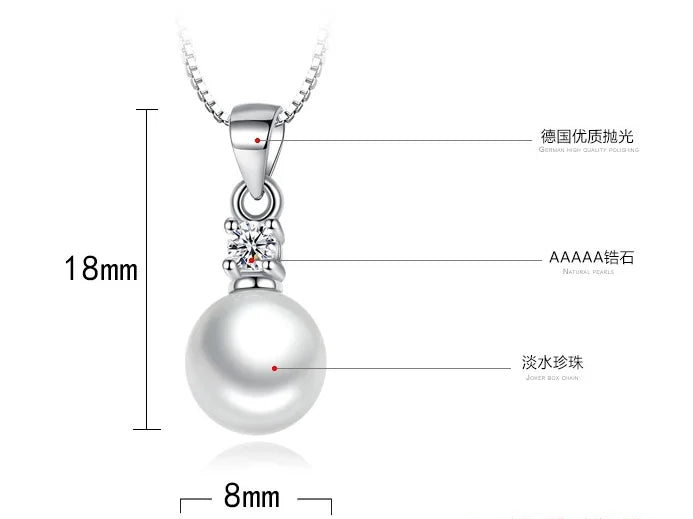 Silver Color  Necklace Drilling Of Zircon Pearls No Chain Necklaces & Pendants For Women Fine Jewelry   VNS8021