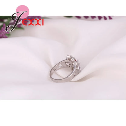 Girls Bling Jewelry Finger Accessories Fashion 925 Sterling Silver Colorized Flower Shape Rings Wholesale