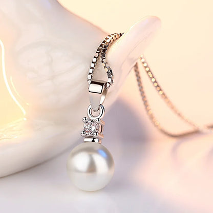 Silver Color  Necklace Drilling Of Zircon Pearls No Chain Necklaces & Pendants For Women Fine Jewelry   VNS8021