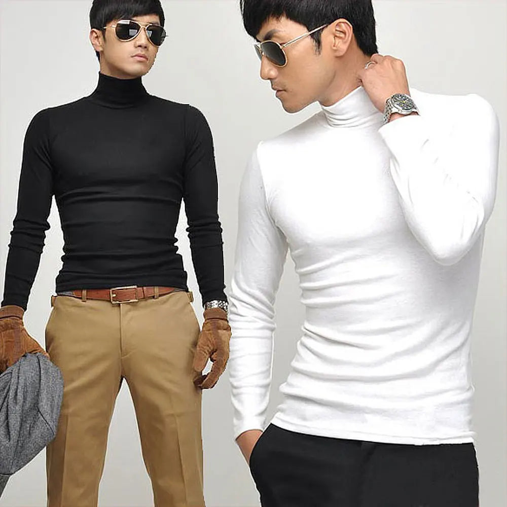 Men's long-sleeve T-shirt Sexy turtleneck high-elastic Lycra