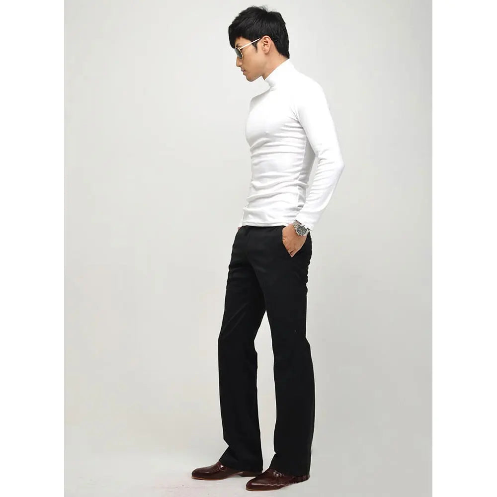 Men's long-sleeve T-shirt Sexy turtleneck high-elastic Lycra