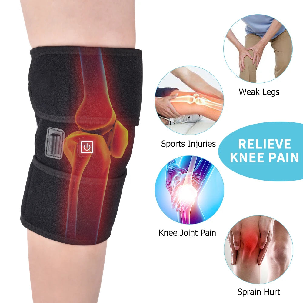 Heating Knee Massage Pad Brace Support Thermal Heat Therapy Wrap Hot Compress Massager Cramps Arthritis Pain Relief Health Gift