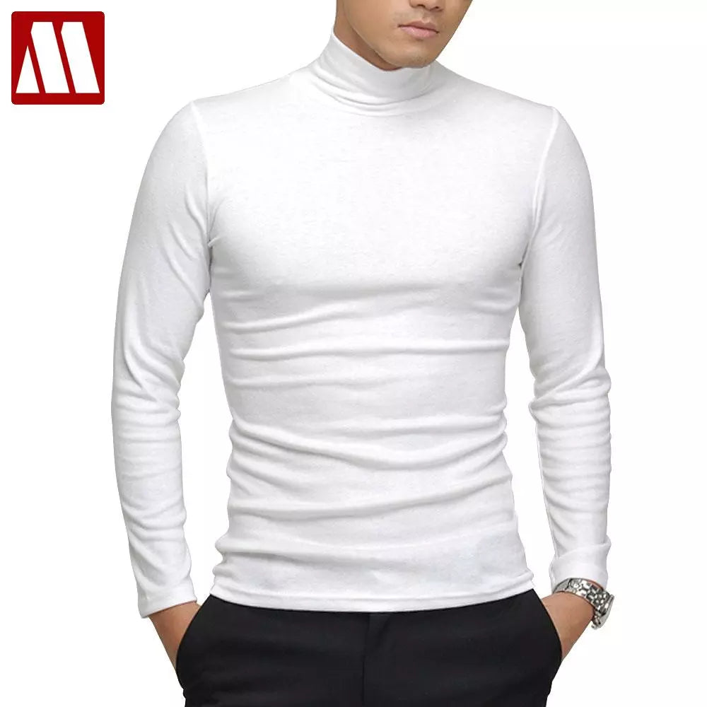 Men's long-sleeve T-shirt Sexy turtleneck high-elastic Lycra