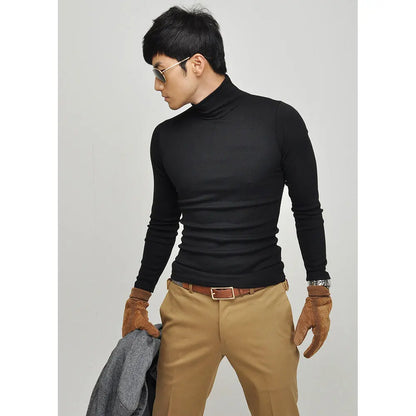 Men's long-sleeve T-shirt Sexy turtleneck high-elastic Lycra