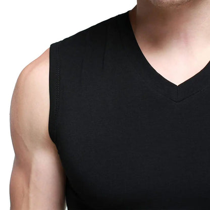 Mens Cotton T-Shirts V-Neck Short Sleeve