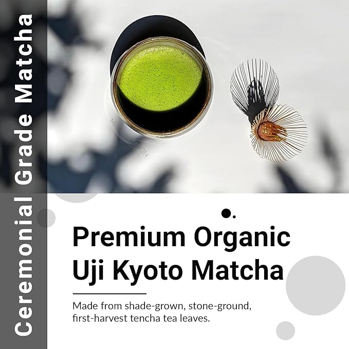 Organic Uji Matcha Kyoto Pesticide-Free Additive-Free Powder - Organic Ceremonial Grade Japanese Matcha 30g