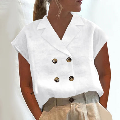 Celmia Fashion Women Blouses 2024 Summer Cotton Linen Blusas Mujer Stylish White Shirt Elegant Short Sleeve Tunics Lightweight