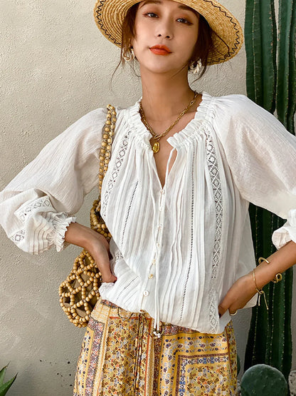 Spring Summer Blouse Shirts Women Long Sleeve Boho White Loose Blouses Shirt Women's Clothing Beach Tops Blouse